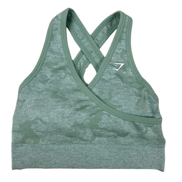 Gymshark Adapt Light Green Camo Sports Bra Padded Size XS - Picture 1 of 4